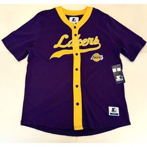 Los Angeles Lakers Starter NBA Baseball Jersey Men's Size XL Purple Gold NWT